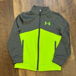 Under Armour Track Jacket Youth Small Gray & Bright‎ Green Athletic Wear